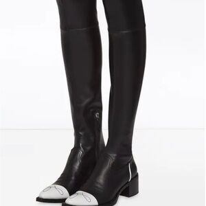 Miu Miu Black and White Over the Knee Boots